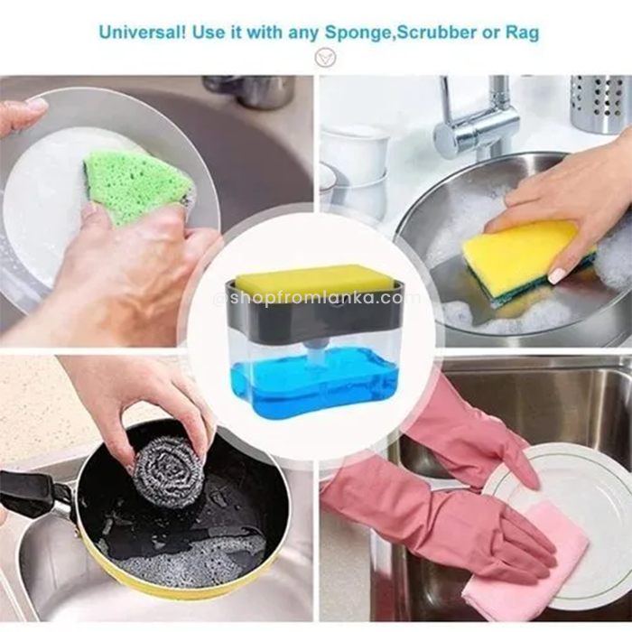 plastic soap pump dispenser with sponges holder